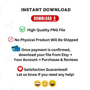 Może przedstawiać: Biała grafika z napisem "INSTANT DOWNLOAD" i czerwonym przyciskiem "DOWNLOAD". Obraz zawiera r&oacute;wnież tekst o wysokiej jakości pliku PNG i gwarancji satysfakcji.