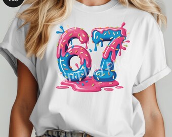 Six Seven 67 Ice Cream Drip PNG: Gen Alpha Meme (Digital Download)