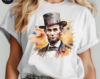 Akwarela Abraham Lincoln PNG: Prezydent Lincoln – wydruk na ścianę (pobranie cyfrowe)