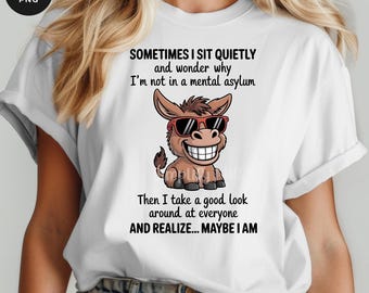 Imágenes prediseñadas de burros divertidos: burro con gafas de sol en formato PNG, diseño humorístico para camisetas (descarga digital).