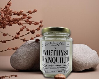 Amethyst Tranquility Candle: Lavender, Rainwater, Sandalwood