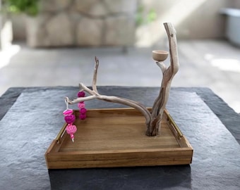 Handmade Natural Wood Bird Perch - 16" L x11" W×15" H