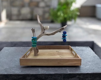 Handmade Natural Wood Bird Perch - 16" L x11" W×15" H