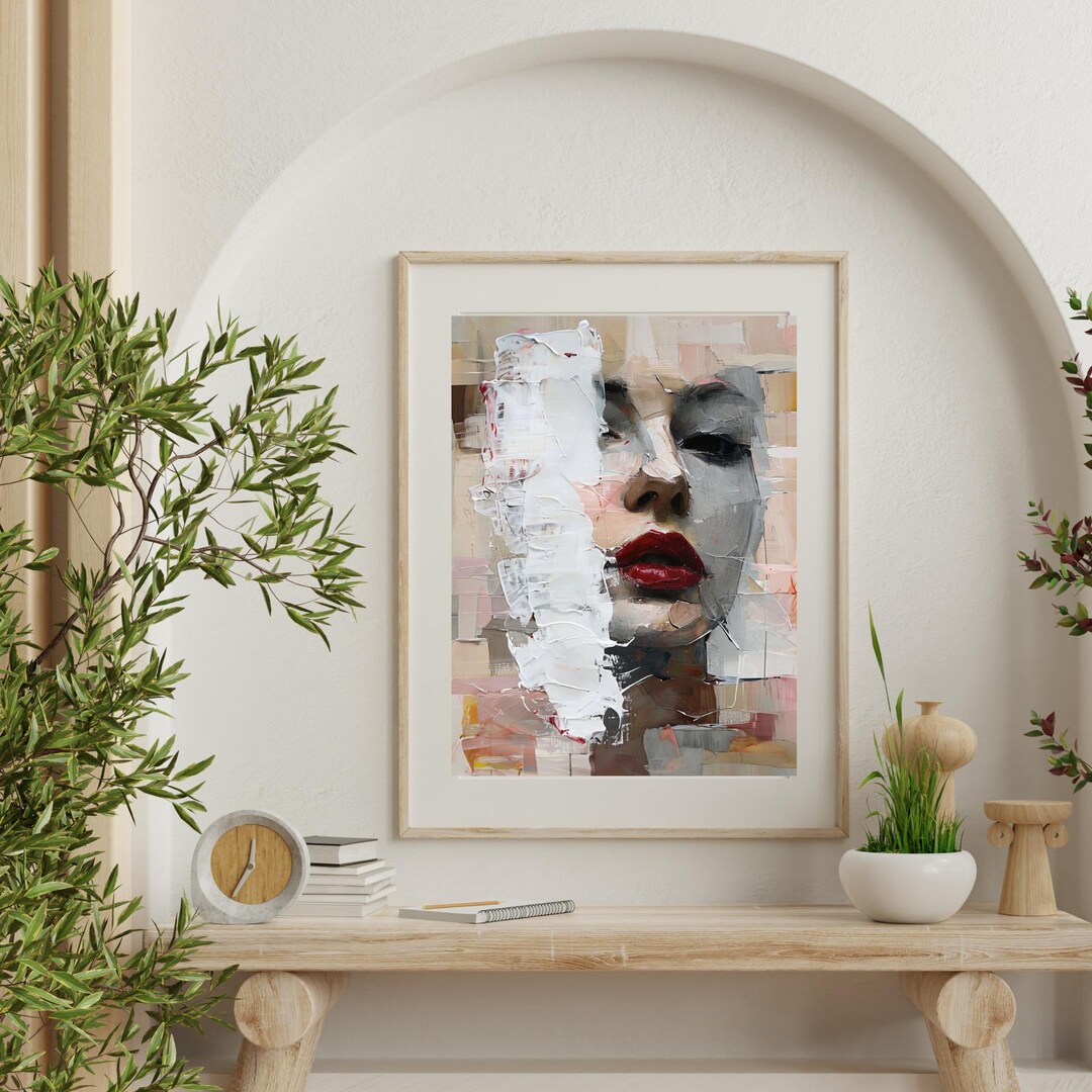 Abstract Female Portrait Wall Art – Bold Textured Face Painting ...