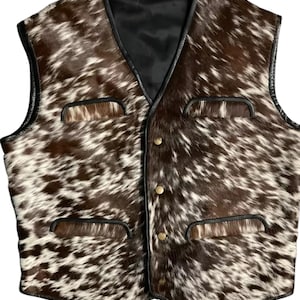 Men's Cowhide Vest Brown Cowhide Leather Vest Cow Leather