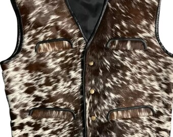 Men's Brown Cowhide Leather Biker Vest - Etsy