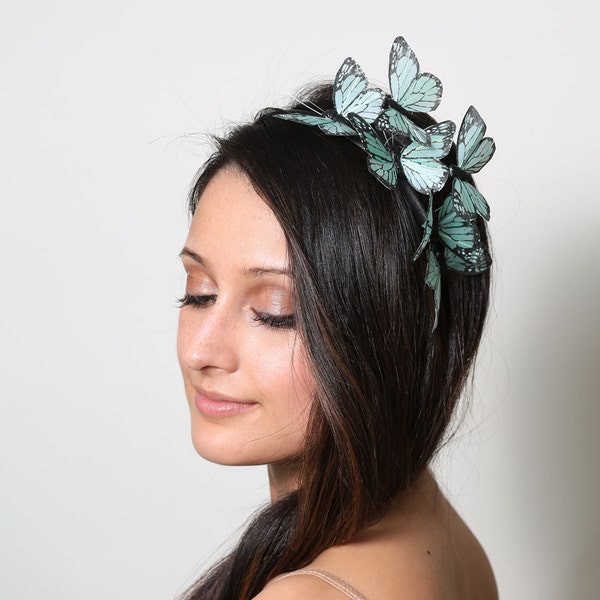 Sweet Mint Butterfly Headband - woodland, fairy tale, bride, pastel