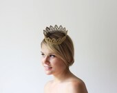 Gold Queen Fairy tale Lace Crown -  princess, halloween costume