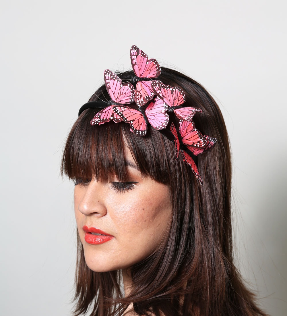 Bright Pink Butterfly Headband woodland fairy tale Etsy