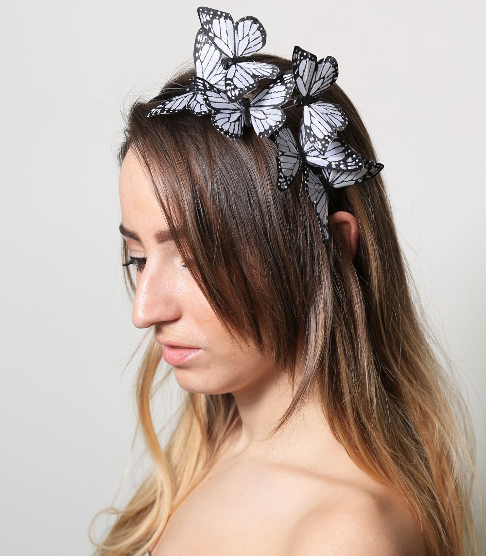 White Butterfly Headband woodland fairy tale bride Etsy