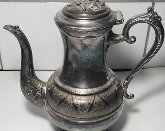 Antique Silver Plated Brass Teapot - Victorian Ornate Tea Kettle