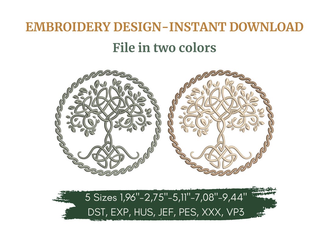 Machine Embroidery Design Tree of Life, Instant Download Embroidery ...