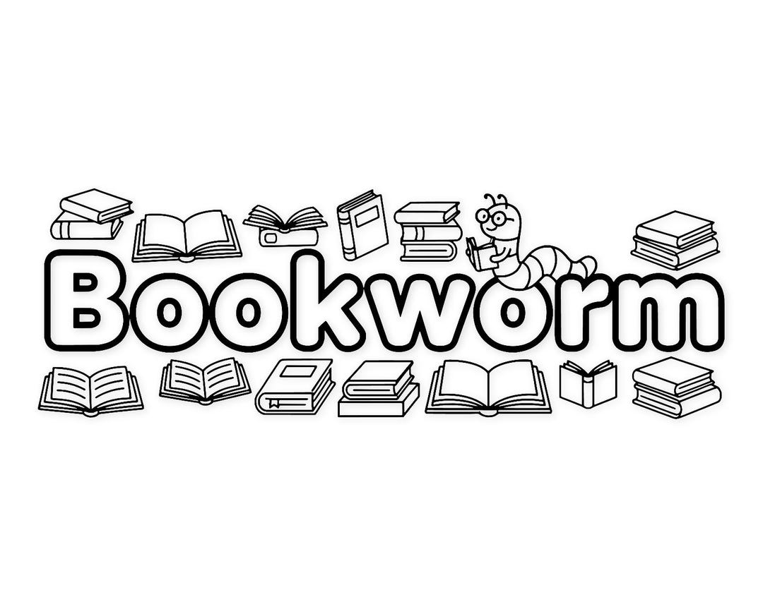 Bookworm Typography Svg Png: Bold Cut File for Reading Lovers - Etsy