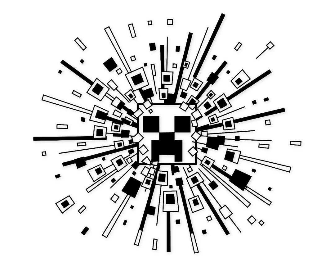Exploding Creeper Scene Svg Png: Geometric Chaos for T-shirts - Etsy