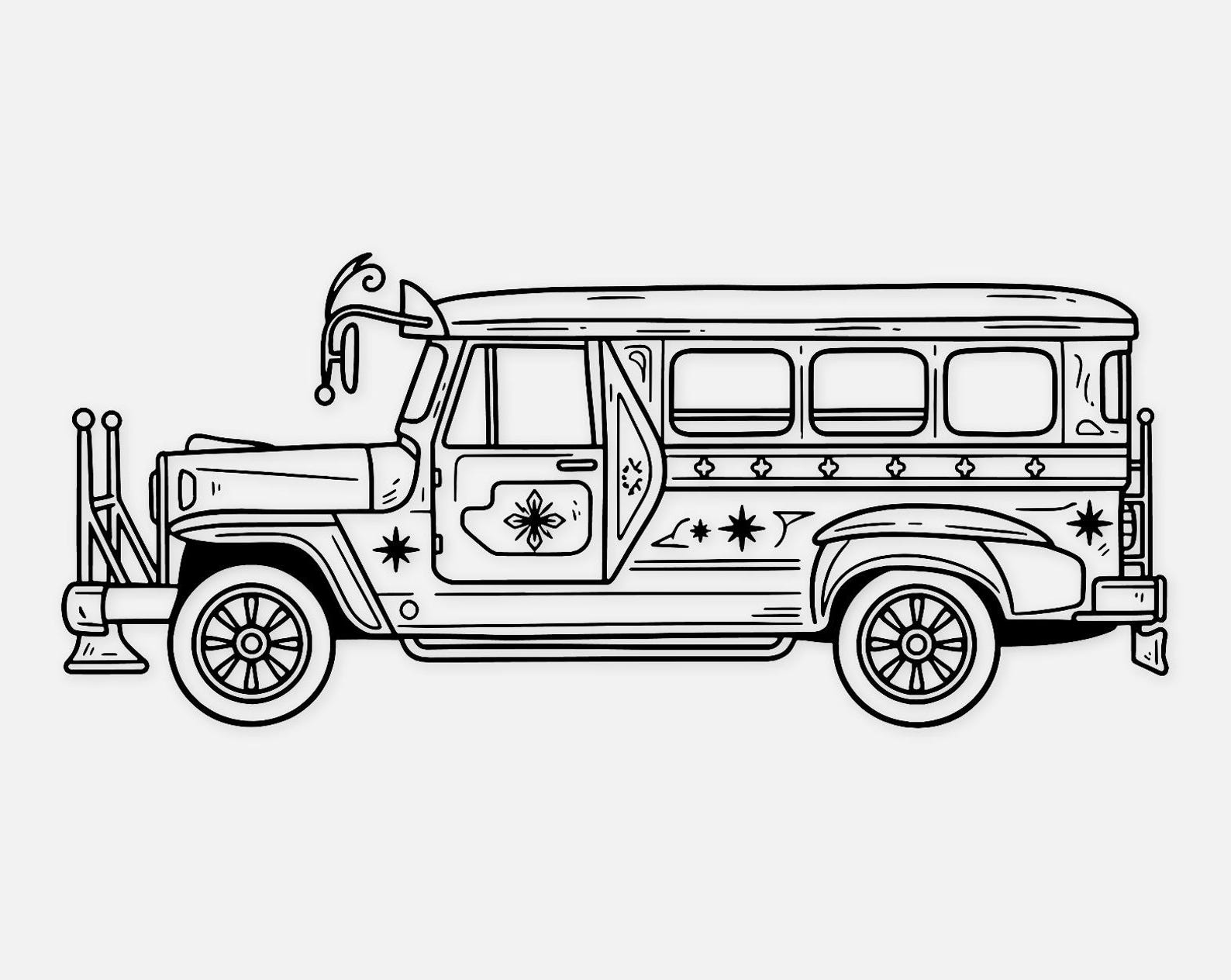 Jeepney Profile Svg Png Handdrawn Cut File for Crafts Etsy