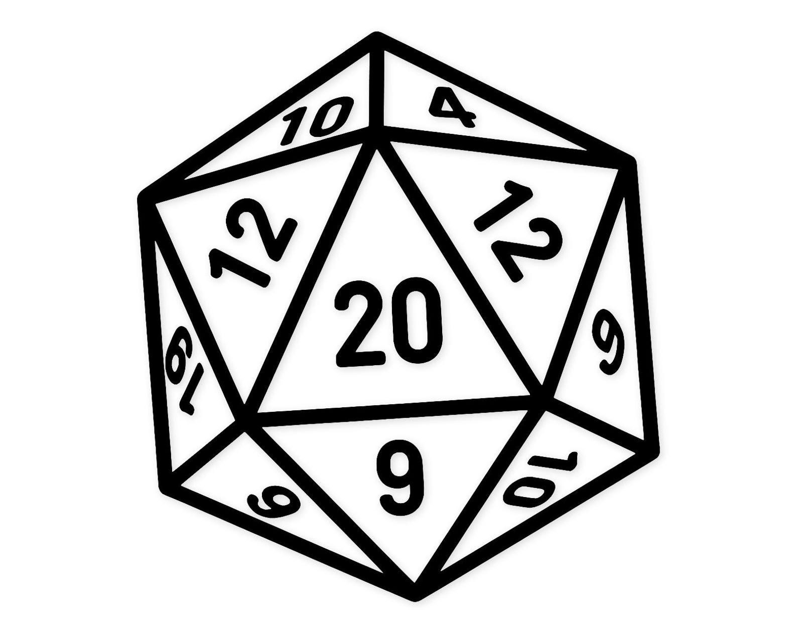 D20 Outlined D20 Dice Icon Svg Png: Bold Outline Design for Gaming - Etsy