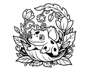 Bulbasaur In Nature Svg Png: Cut Ready Digital Design For Cricut Silhouette