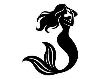 Mermaid Silhouette Artwork: Black-And-White Svg Vector Design