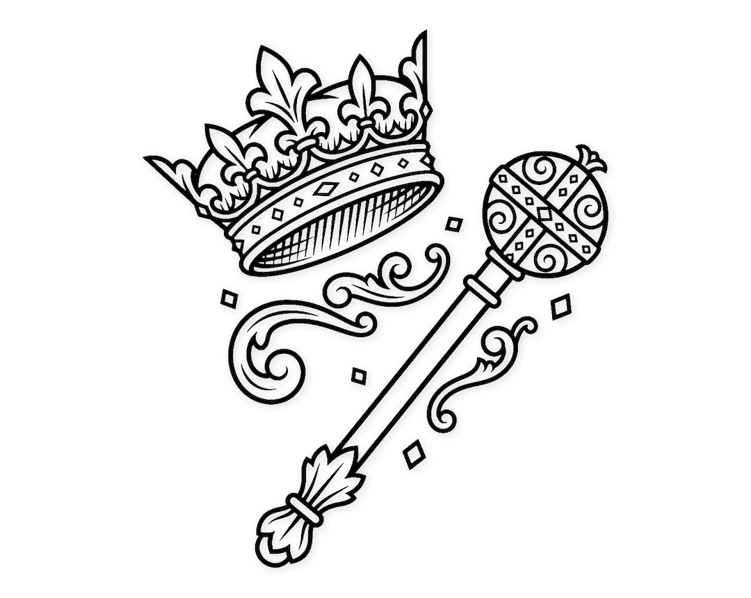 Small Simple Scepter Crown and Scepter Svg Png: Cut Ready Digital Design for Cricut ...