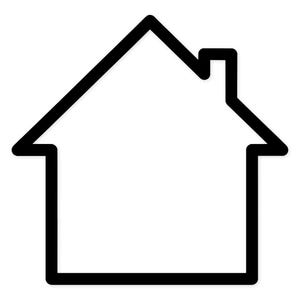 Puede incluir: Contorno negro de un icono de casa sobre fondo blanco. La forma de la casa incluye un tejado, una chimenea y una base rectangular. Este gráfico simple se utiliza a menudo para representar el hogar, los bienes raíces o la vivienda.