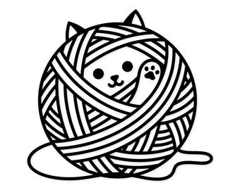 Cat and Yarn Ball Svg Png: grillig ontwerp voor T-shirts