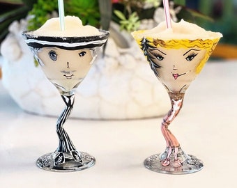 Set of Two Personalized Custom Painted Martini Glasses