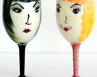 Wizard of Oz  Wine Glasses of Glenda and her sister the Wicked Witch of the West.