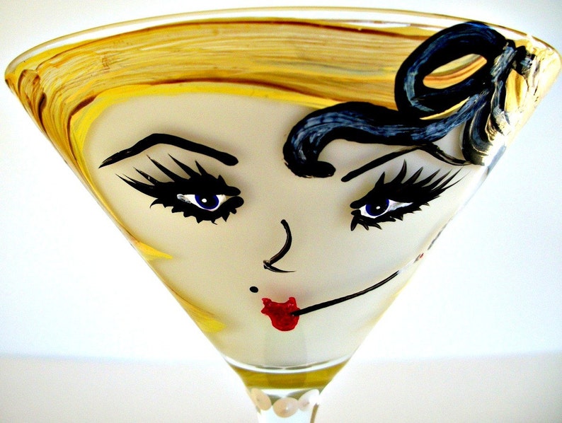 Hand Painted Martini Glass image 1