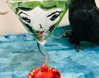 Painted Witch Martini Glass