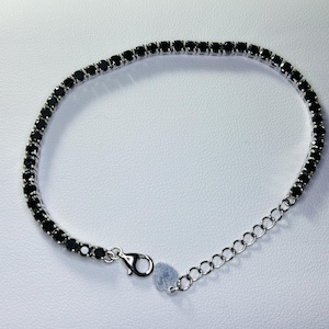 Black Diamond Bracelet: Sterling Silver, 2mm & 3mm Round Cut