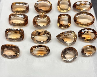 Imperial Topaz Gemstone Lot: Bicolor Sherry Pear & Oval Cuts