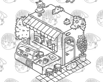 Cozy Café Coloring Page / Digital Download
