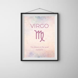 Virgo Zodiac Sign Wall Art Printable, Pastel Astrology Poster, Virgo Quote Print, Aesthetic Horoscope Decor, Minimalist Star Sign Gift