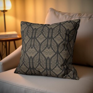 Boho Black and Gold Throw Pillow Cover Modern Tribal Geometric Cushion for Couch or Bed Decorative Square Pillow for Living Room Decor