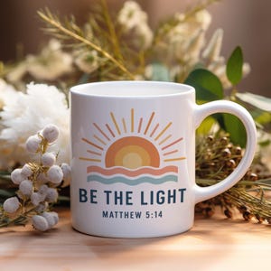 Sei der leichte Becher, Matthäus 5: 14, christliche Becher, Geschenk für Gläubige, Schriftbecher, Kaffeetasse, religiöse Becher, christliches Geschenk, Jesusbecher