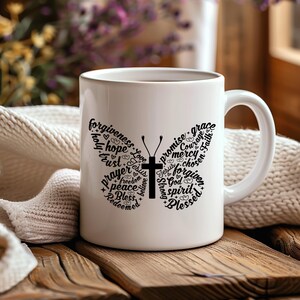 Christian Butterfly Mug, Christian Mugs, Gift For Believers, Scripture Mug, Coffee Mug, Religious Mugs, Christian Gift, Jesus Mug