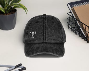 Casquette vintage en velours côtelé avec broderie « PLAN » | Casquette Crypto Dad avec motif Bitcoin | Casquette en coton au look rétro | Réglable et élégant