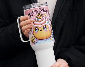Mug de voyage Crypto Princess – Mug à café Crypto Kawaii 40 oz pour les vraies reines de la crypto, cadeau pour les fans de crypto