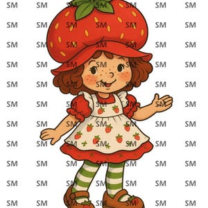 Vintage Strawberry Girl PNG, Retro Strawberry Shortcake Style Clipart, Cute Cartoon Girl, Cute Strawbetty Digital Download, PNG Sublimation
