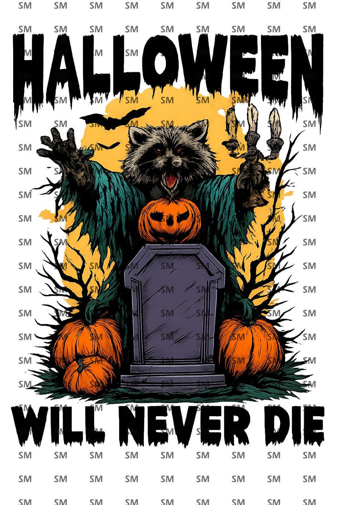 Halloween Raccoon Graveyard PNG: Spooky Undead Animal Graphic (digital ...