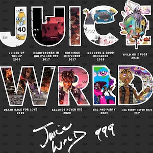 Juice Wrld 999 PNG, Digital Download, Rapper Graphic, Music Art Print, Hip Hop Decor, Printable Design, Png Sublimation, Digital Download