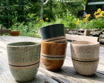 MADE TO ORDER Wheel Thrown Speckled Stoneware Cup Tumbler Handless Mug