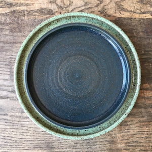 MADE TO ORDER Wheel Thrown Speckled stoneware dinner dessert bread plates with black stripe image 4