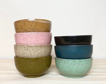 MADE TO ORDER Small wheel Thrown Speckled Stoneware bowl in solid glaze color