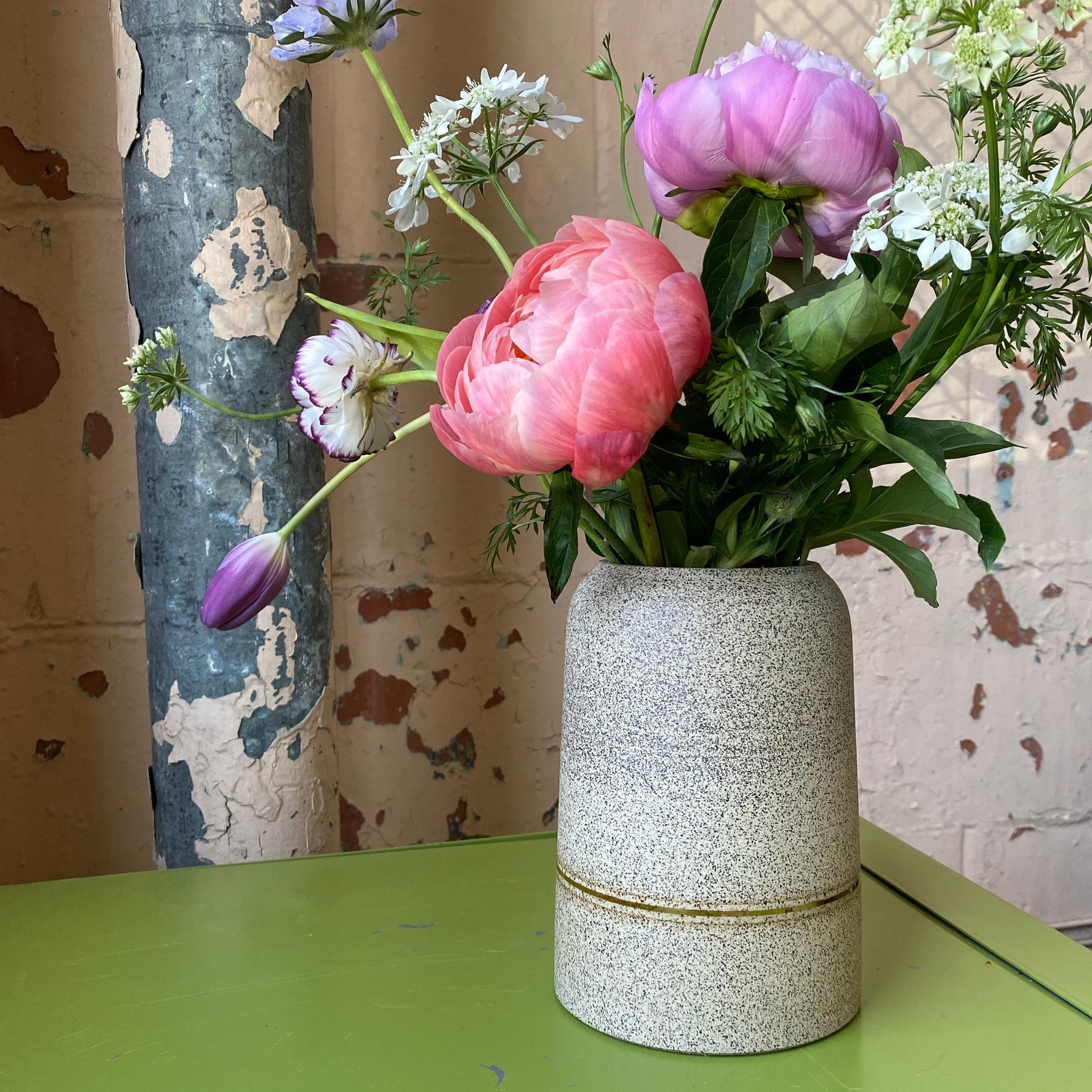MADE TO ORDER Wheel Thrown Speckled Stoneware Vase With 22kt Gold ...