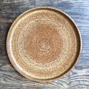 MADE TO ORDER Wheel Thrown Speckled stoneware dinner dessert bread plates with black stripe image 5