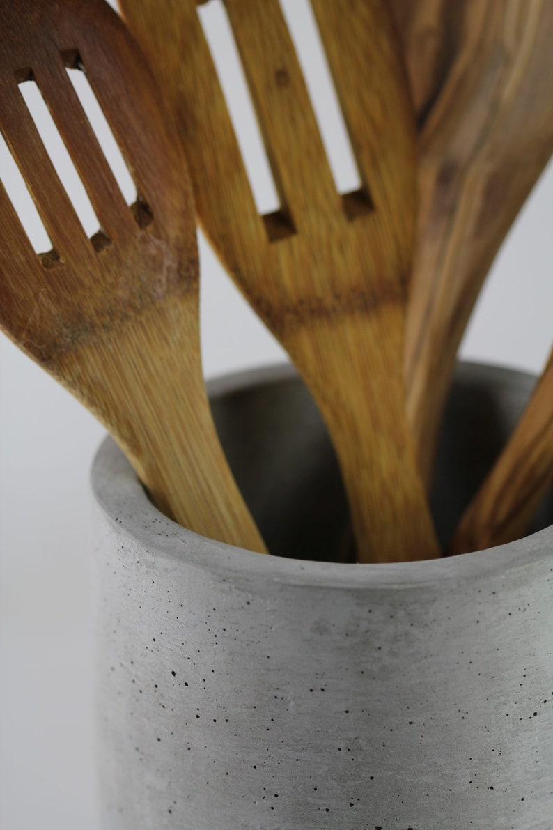Concrete Utensil Holder Kitchen Utensil Crock Kitchen Etsy
