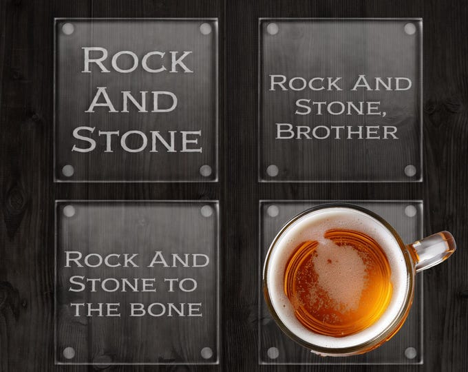 1 Etched Glass Coaster: Deep Rock Inspired | 3.5 inch Square | Engraved Coasters
