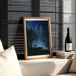 Mystical Calming Nature Oil Painting Digital Files – Fantasy Wall Art for Study, Library & DnD Game Room Decor