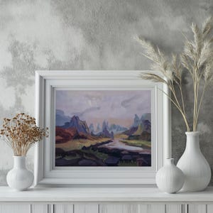 Dreamlike Fantasy Landscape Art Poster Print – Fantasy Wall Art for Study, Library & DnD Game Room Decor
